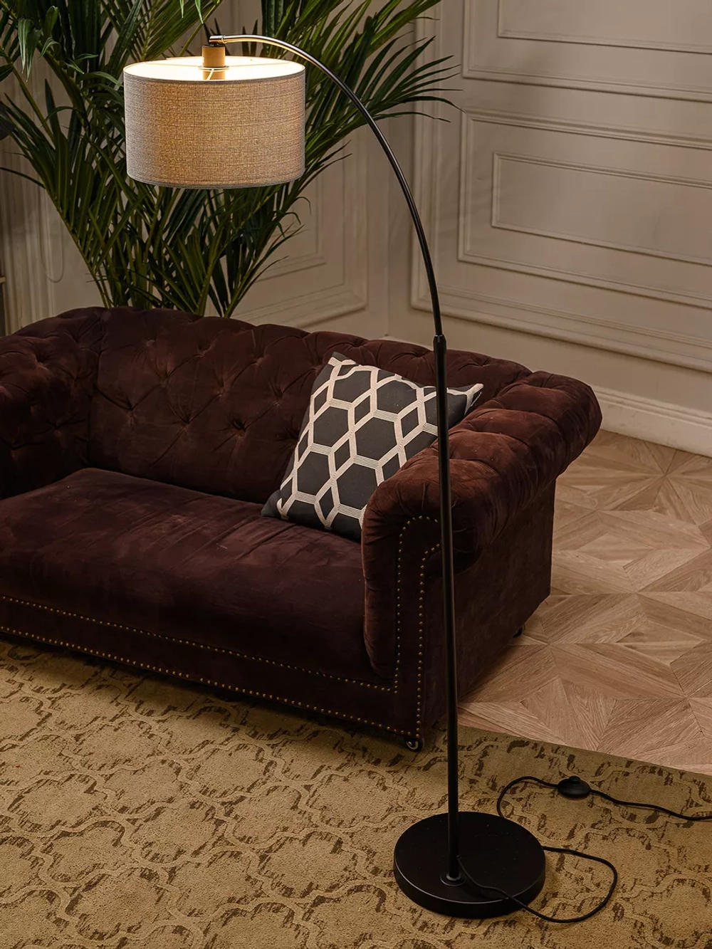 Торшер напольный c абажуром из ткани