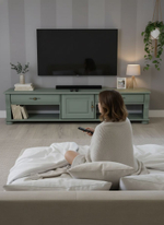 Тумба под телевизор Сюзанна 180 см, с ящиками и полками, зелёный