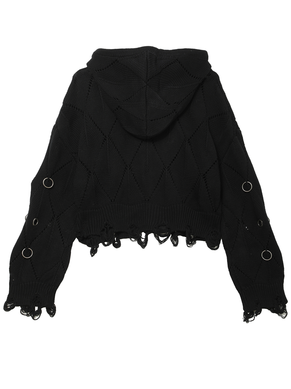 Женская Толстовка Wired Black Eyelet Detail Distressed Zip Up