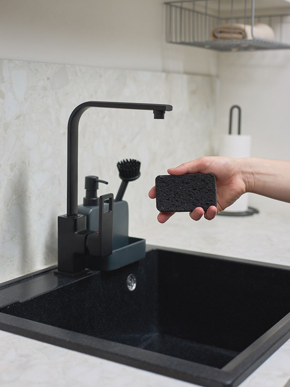 Набор губок для посуды из целлюлозы и кокосового волокна Eco Sponge, черные, 6 шт.