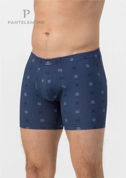 Трусы мужские боксеры удлинённые Pantelemone PMHL-1454, клетка темно-синяя