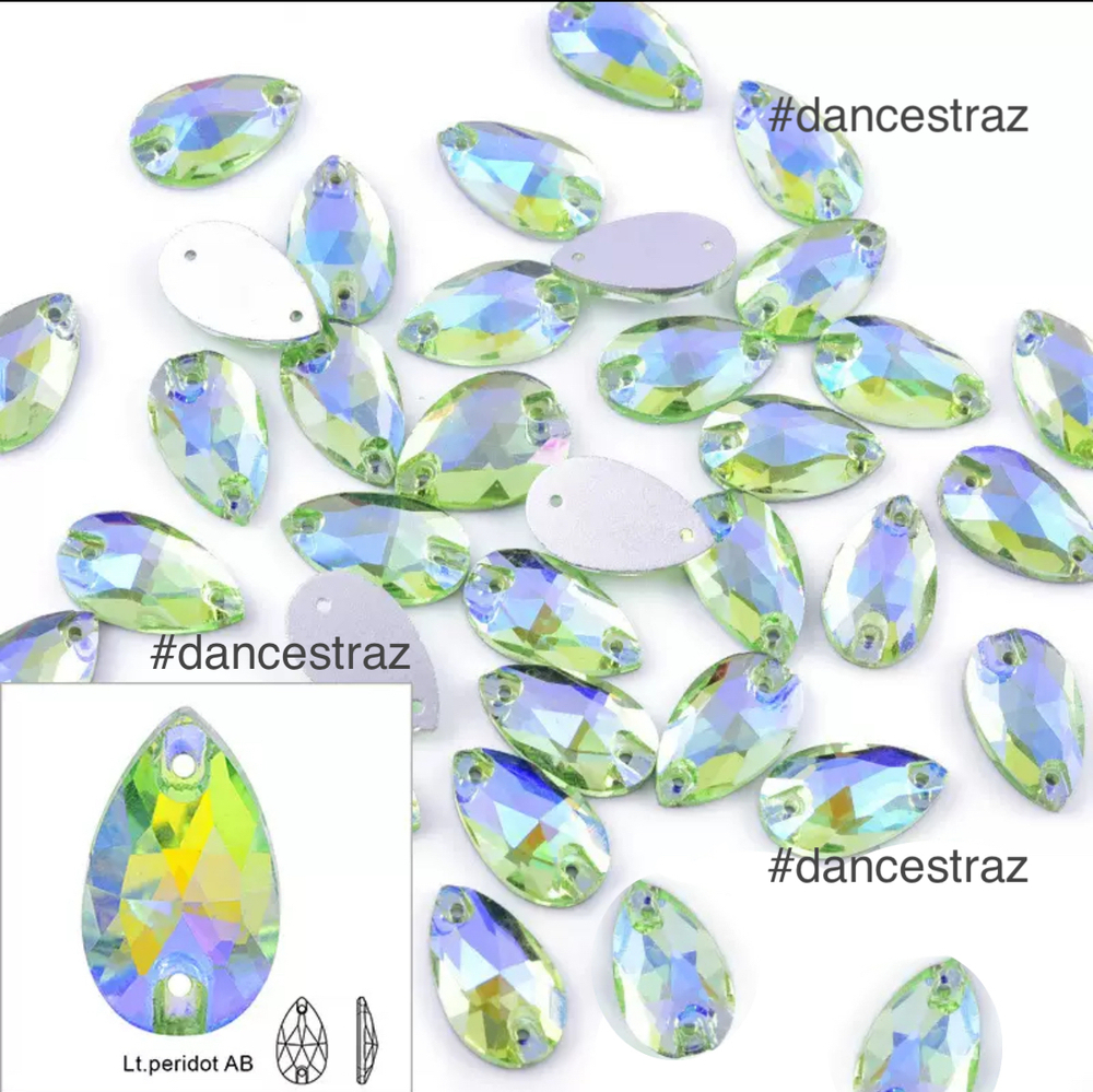 Стразы пришивные, Teardrop, Light Peridot AB, A3-P47, 13*18mm, (24 ea/pkg), 3A (F2)