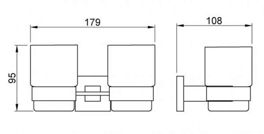 Стаканчик для зубных щёток двойной стекло/нерж. сталь BARCELONA 16914.B глянцевый