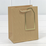 Пакет подарочный 12х15х7см Премиум "Узор" (Бежевый, Серый)