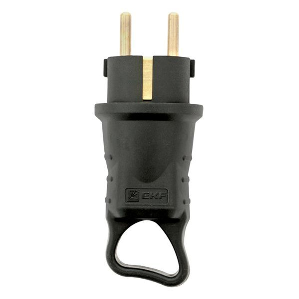 Вилка угловая 16А 2P+PE 230В IP44 с кольцом каучук Basic EKF RPS-017-16-230-44