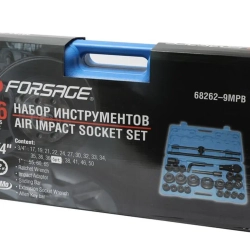 Набор инструментов ударных 26пр, 3/4''1''(12гр.)(17,19,22,24,27,30,32,33,34,35,36,36-6гр,38,41,46,50мм,1'':55,60,65мм) Forsage F-68262-9MPB