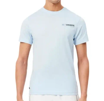 Мужская теннисная футболка Lacoste Ultra Dry Printed Sport - light blue/blue