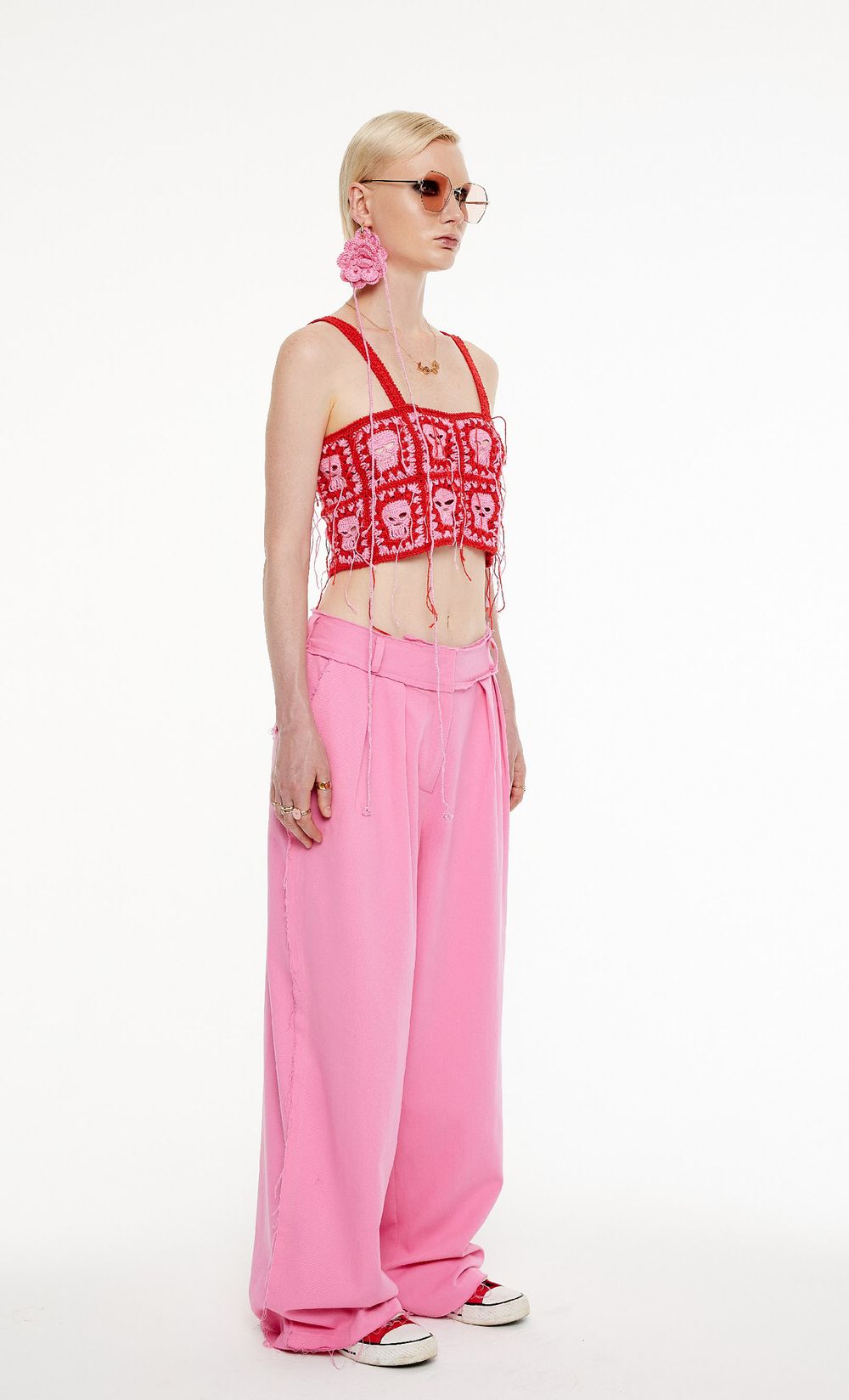 Брюки Kraizy Stripes Cut-off розовые