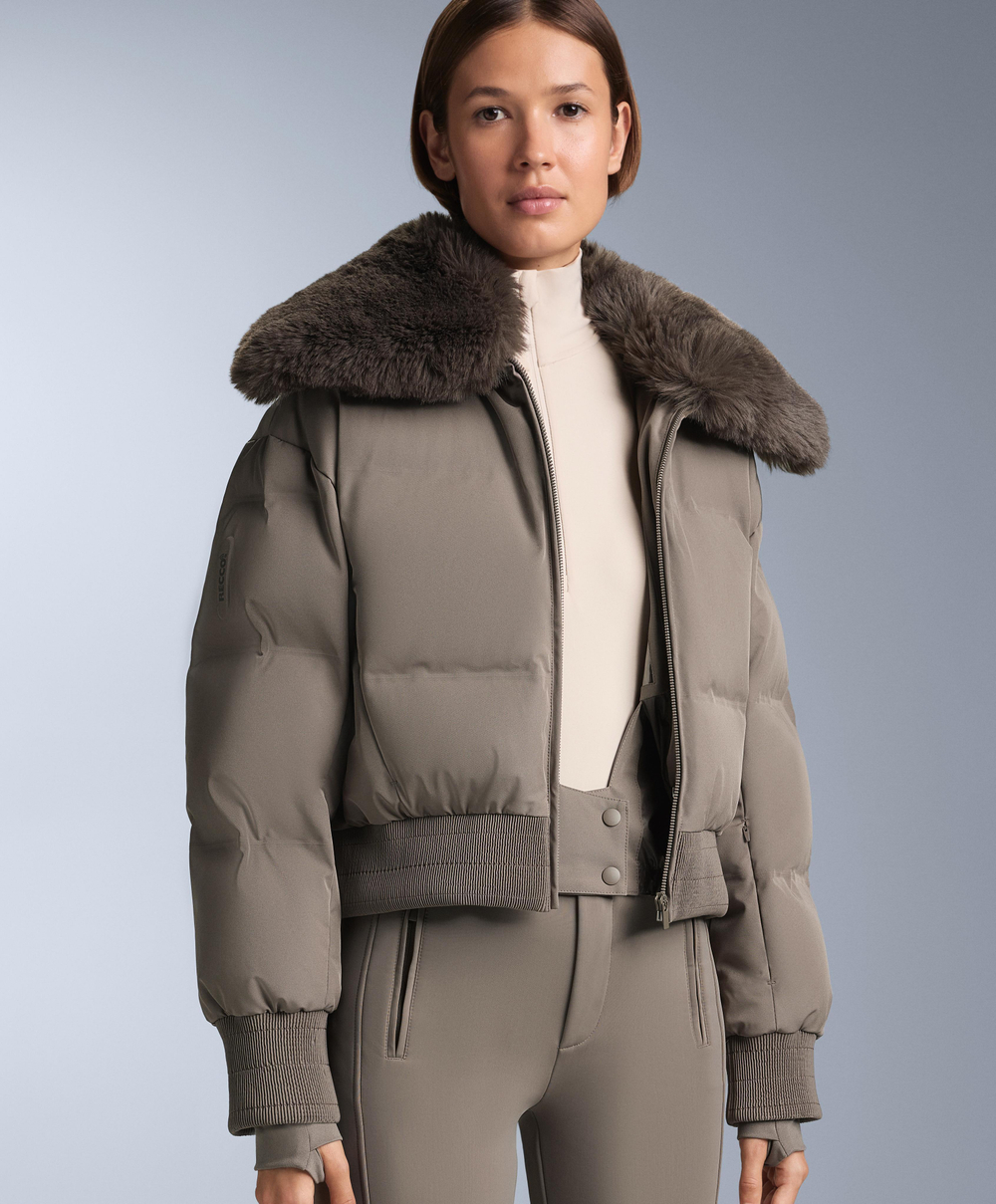 Oysho Водостойкая куртка MINARDI PIUME SKI с 80% пуха и 20% пера, темно-серый