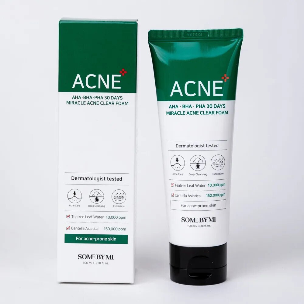 Some By Mi очищающая пенка AHA-BHA-PHA 30 days miracle acne, 100 мл, 120 г
