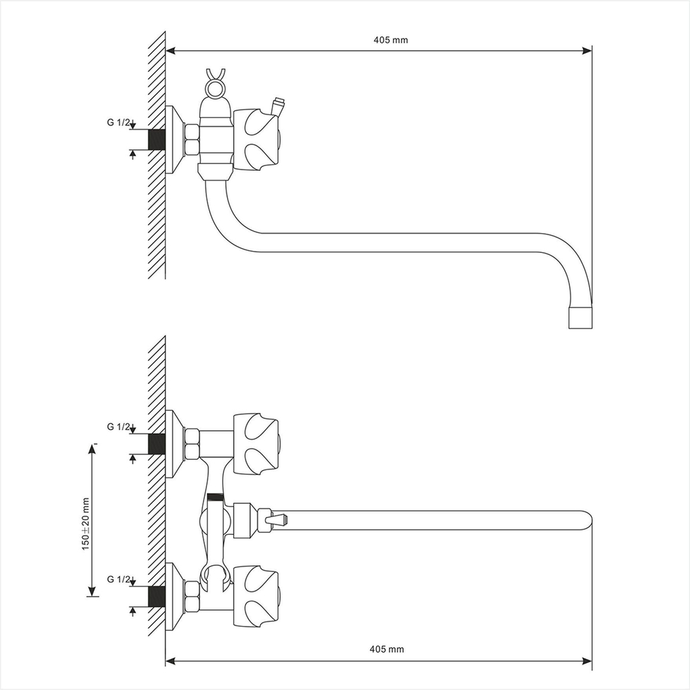 Смеситель для ванны и умывальника MIXLINE ML01-02 (522119)