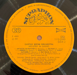 Виниловая пластинка Gustav Brom Orchestra – Artistry In Swing LP