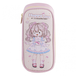 Пенал - косметичка Alingar, ПВХ/ткань, молния, 1 откидная планка, 210 х 90 х 45 мм, "Happy Day" девочка, микс (розовый, фиолет, св-роз), европодвес