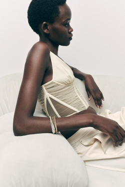 ZARA АТЛАСНЫЙ ТОП-КОРСЕТ, ЭКРЮ