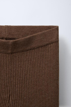 ZARA БРЮКИ FLARE В РУБЧИК, КОРИЧНЕВЫЙ