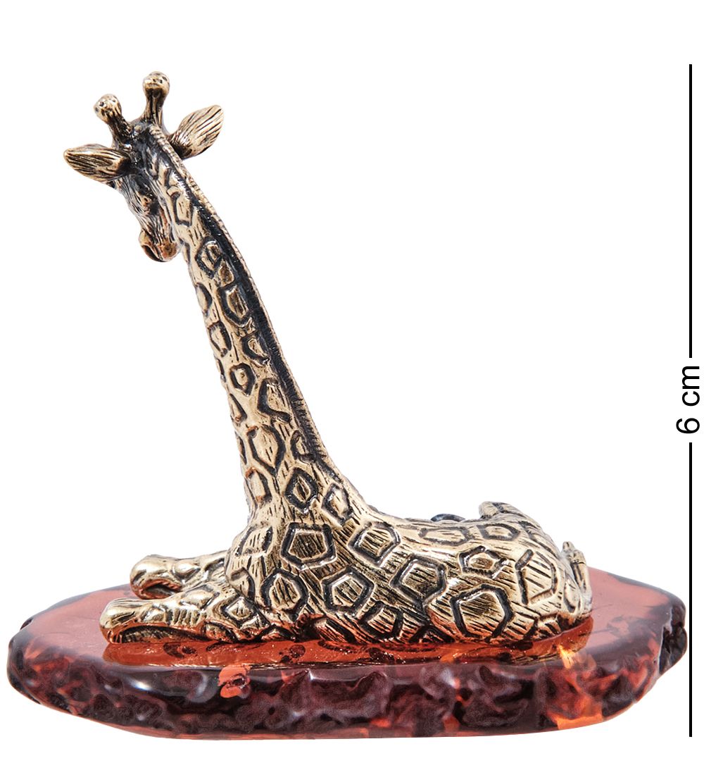 Народные промыслы AM- 529 Фигурка «Жираф Масайский Мама» (латунь, янтарь)