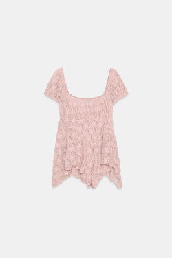 ZARA РОМАНТИЧНЫЙ КРУЖЕВНОЙ ТОП, ПАСТЕЛЬНО-РОЗОВЫЙ