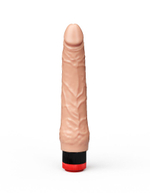 Гелевый вибромассажёр без мошонки - 22 см. (Цвет: телесный)