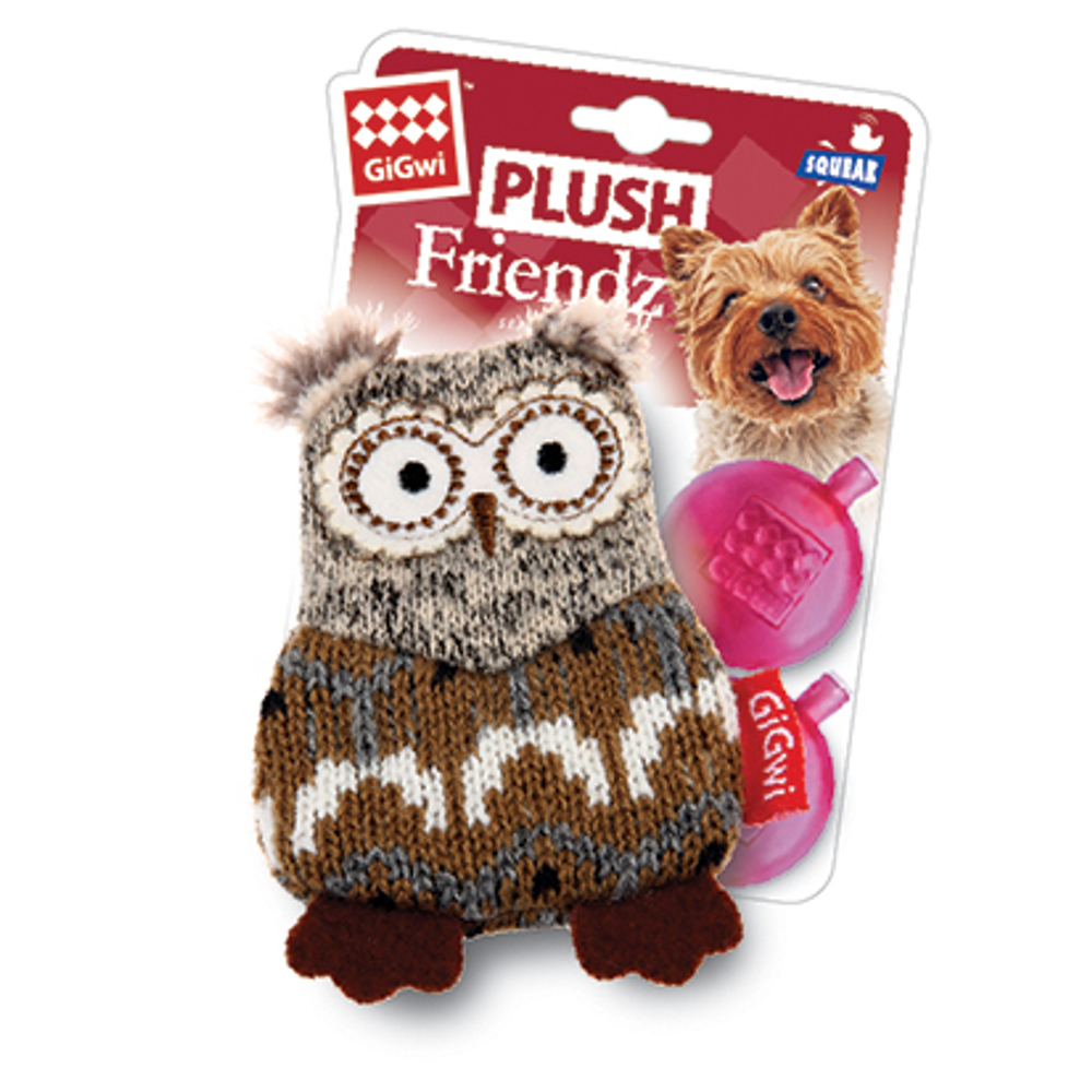 75387 Игрушка для собак Сова со сменными пищалками 10см, серия PLUSH FRIENDZ