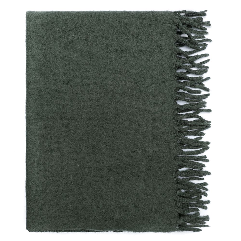 Плед мохеровый хвойно-зеленого цвета из коллекции Essential, 130х180 см