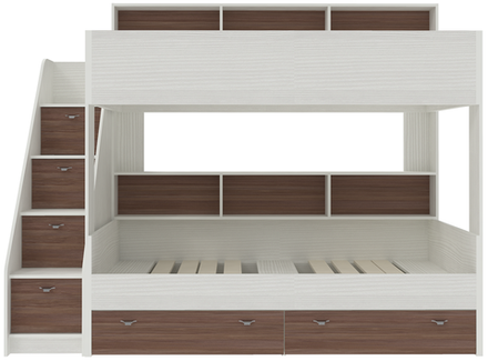 Двухъярусная кровать КарИВи Голден Кидс 10 Белое Дерево Бодего Темный