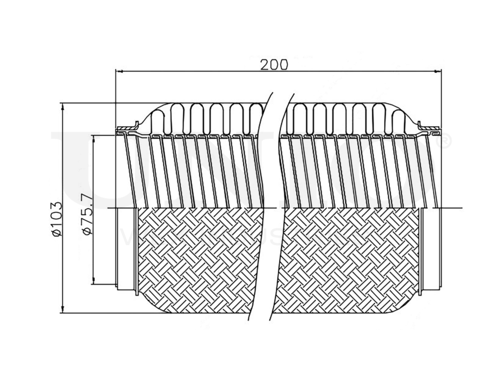 Гофра глушителя 75x200 мм InterLock UNIO EXP-75200L