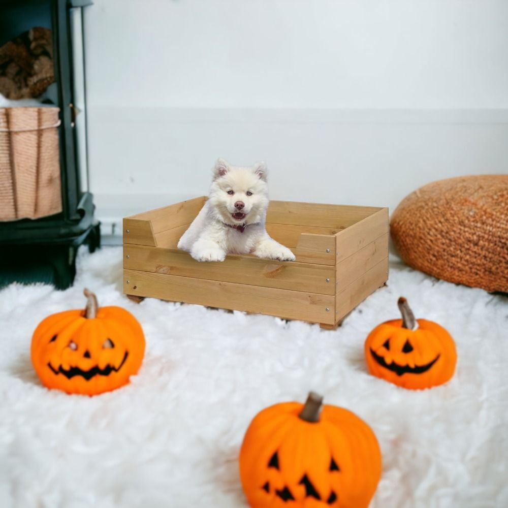 Лежанка домик для кошек и собак мелких и средних пород Вальди 78х58 см из массива сосны, прочный лежак для кошек и собак