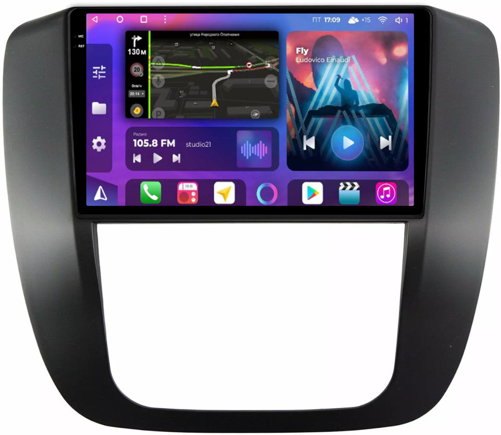 Магнитола для Chevrolet Tahoe 900 2006-2014 (рамка черная) - FarCar BM1247M-2K монитор 9.5" 2K QLED на Android 14, TS10, 4+32Гб, CarPlay, 4G SIM-слот