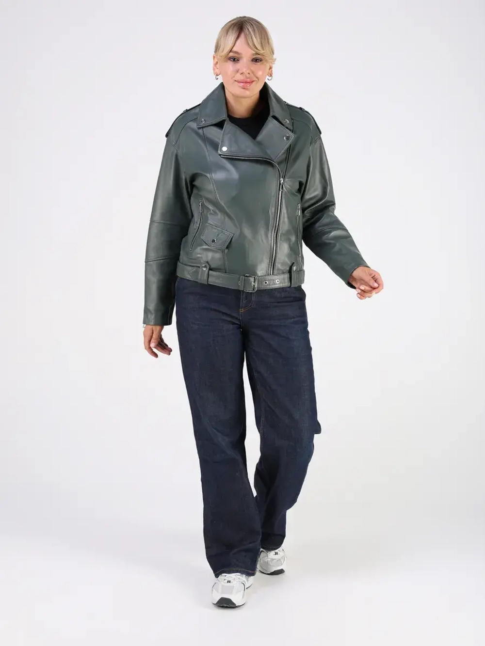 Кожаная куртка демисезонная косуха оверсайз