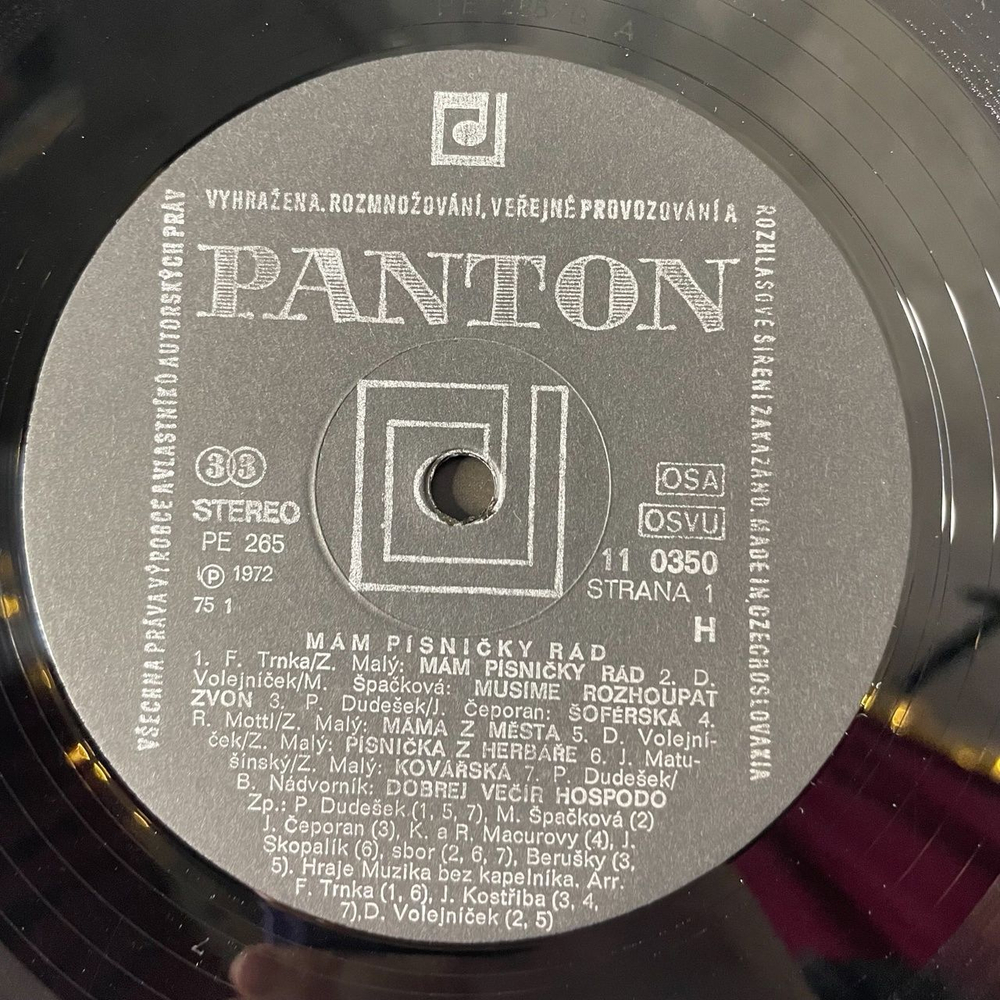 Винтажная виниловая пластинка LP Muzika Bez Kapelnika Mam Pisnicky Rad (Чехословакия 1973)
