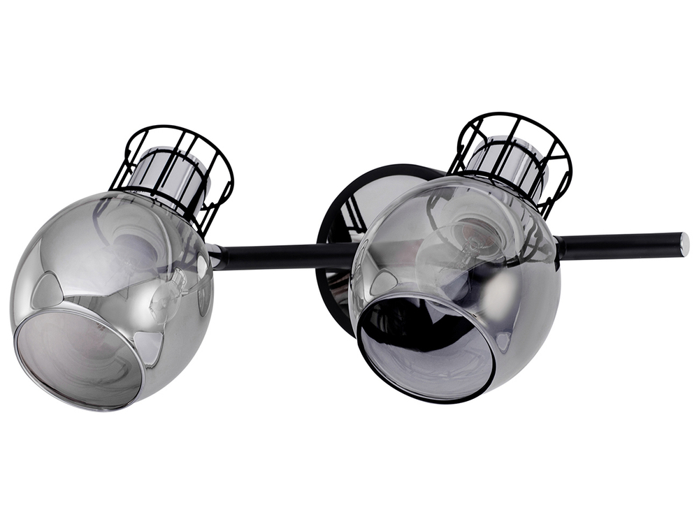 Настенный светильник 2х40Вт E14, металл/стекло, чёрный/хром/дымчатый плафон