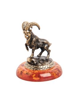 Народные промыслы AM- 990 Фигурка «Знак зодиака - Козерог» (латунь, янтарь)