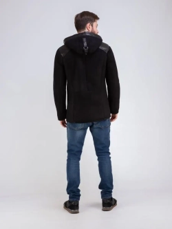 Дубленка мужская натуральная зимняя с капюшоном Турция