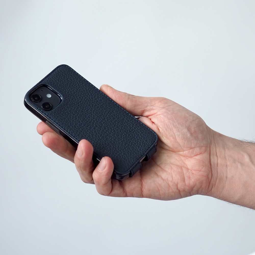 Чехол для iPhone 12 Mini из натуральной кожи теленка, цвета синий