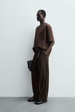 ZARA ТЕХНИЧЕСКАЯ ТОЛСТОВКА С КАРМАНОМ, КОРИЧНЕВЫЙ