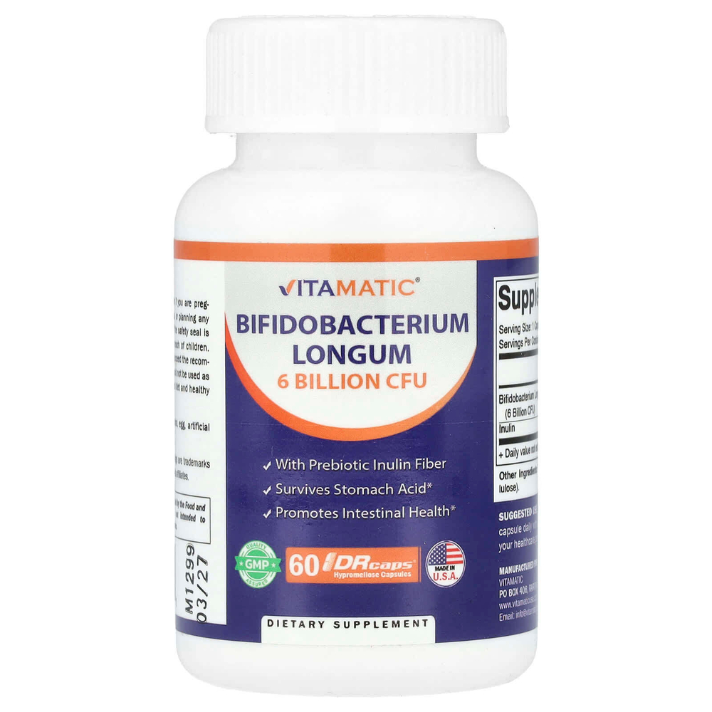 Vitamatic, Bifidobacterium Longum, 60 капсул с гипромеллозой DRcaps®