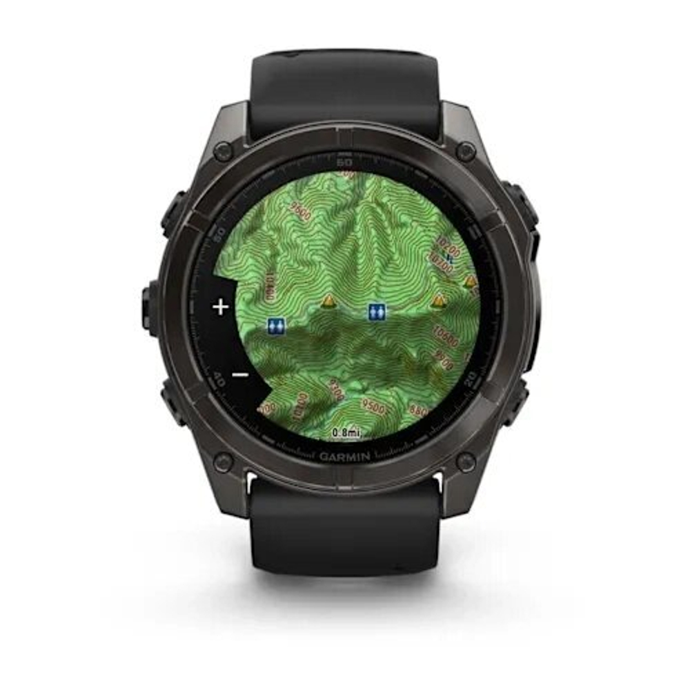 Умные часы Garmin Fenix 8 51mm, Sapphire, Carbon Gray DLC Titanium with Black/Pebble Gray Silicone Band