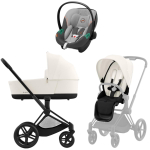Коляска 3 в 1 Cybex Priam IV Matt Black complete и автокресло Aton S2 i-Size Lava Grey Off White