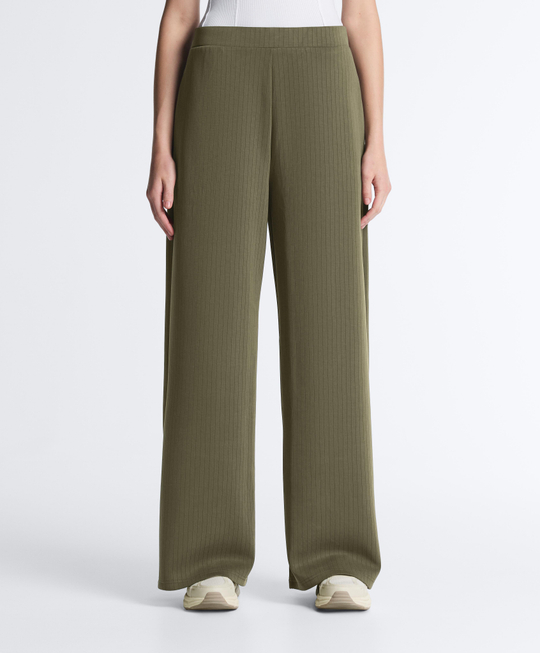 OYSHO Прямые полосатые брюки с мягкой на ощупь модальной тканью. хаки