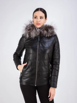 Куртка женская из натуральной кожи с капюшоном Турция