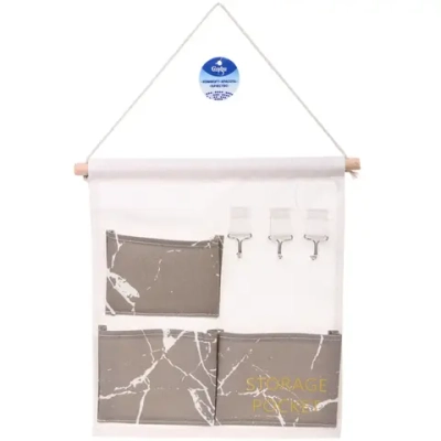 Карман настенный 3 отделения 3 крючка «ИДЕЯДОМА», цвет серый, 34*30см (лейбл Селфи)