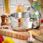 Кастрюля нерж, 3.9 л, с крыш, крышка стекло, Daniks, Нара, GS-01413HY-20CA-2, серебр, индукц
