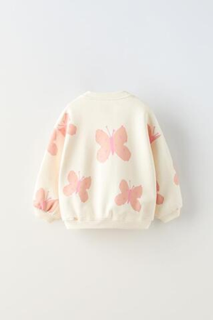 ZARA ХУДИ С ПРИНТОМ, ЭКРЮ