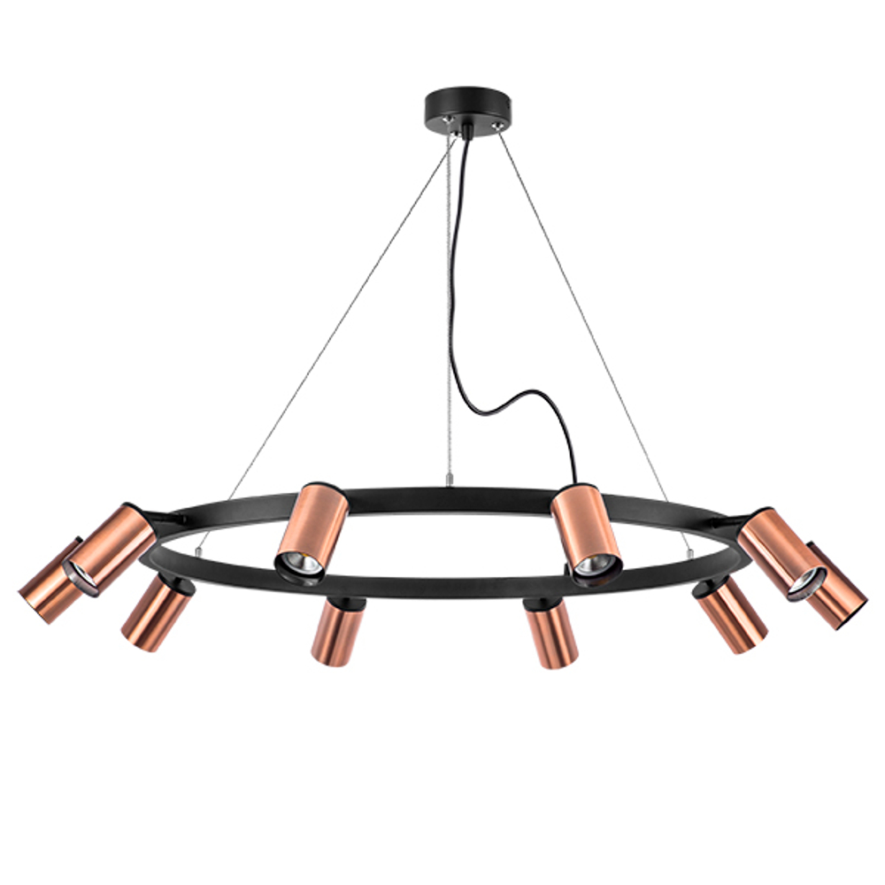 LR020300 Люстра RULLO 10х50W GU10 ЧЕРНЫЙ/МЕДЬ (571020+214430-10)