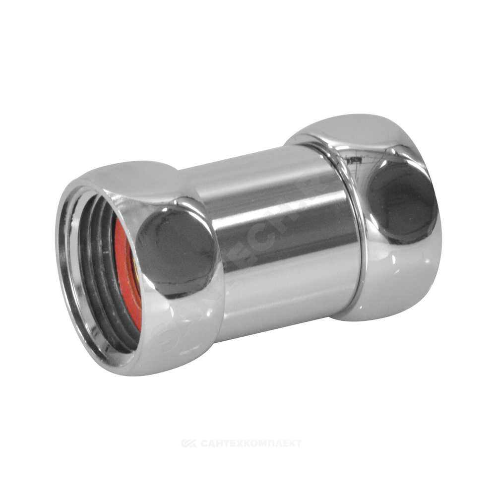 Соединитель для полотенцесушителя латунь Ду 20 3/4"x3/4" нак/гайка прямой хром RCN