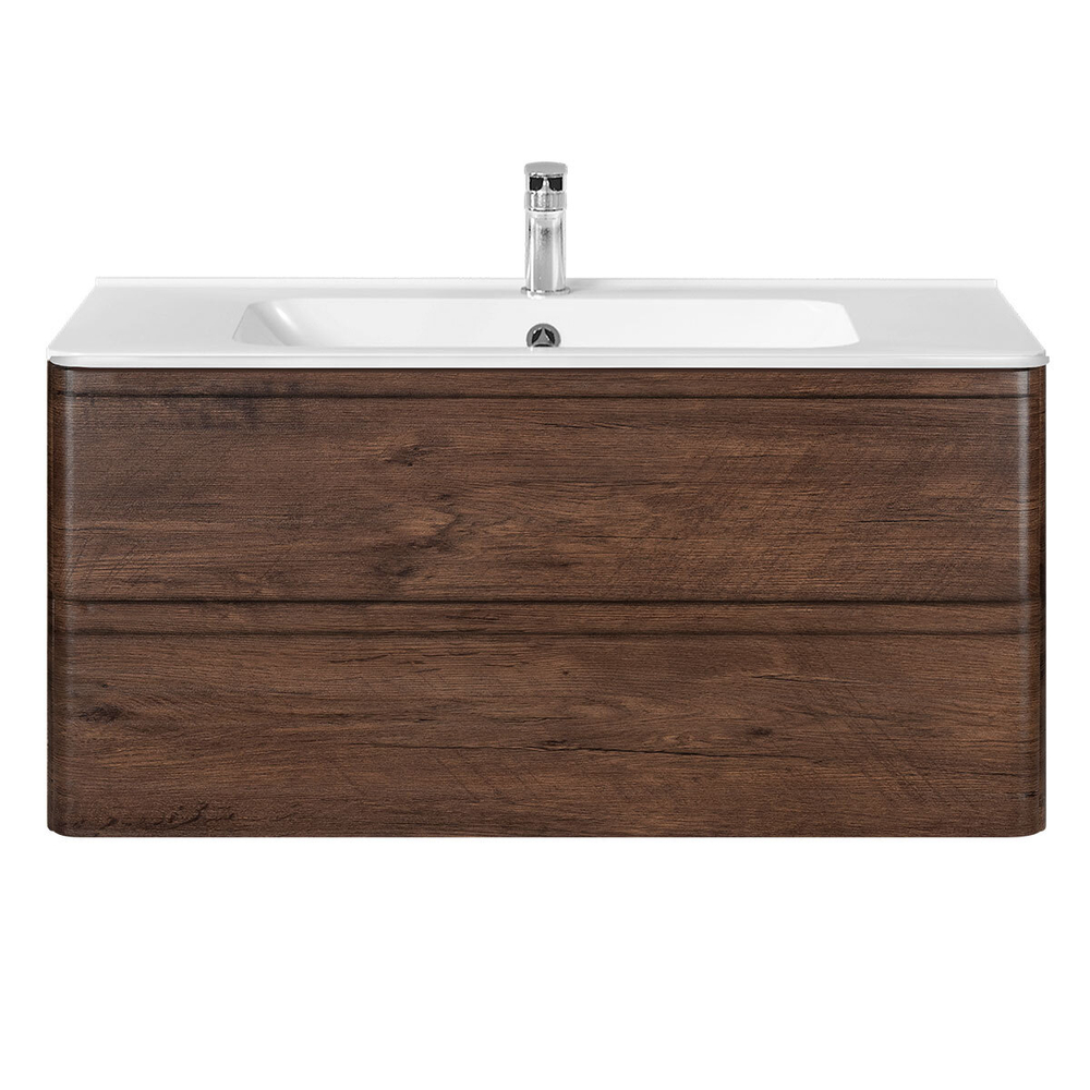 Тумба под раковину Vincea Vico 1000 подвесная, 2 выкатных ящика soft close, R.Wood