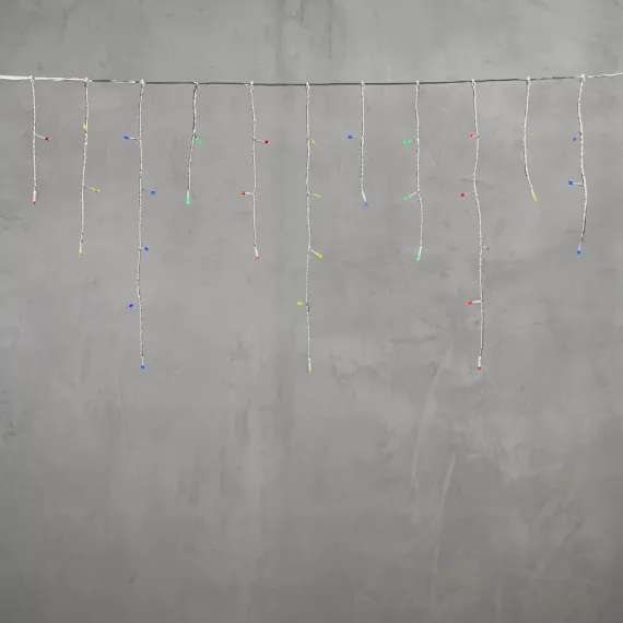 Светодиодная бахрома 3*0.5 м., 3 батарейки типа D 4.5V, 100 разноцветных LED ламп , прозрачный силикон, LTC (ECC100-10-8M)