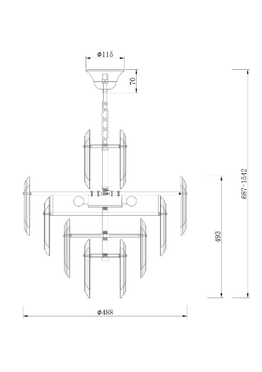 Подвесная люстра Maytoni DIA200PL-06G