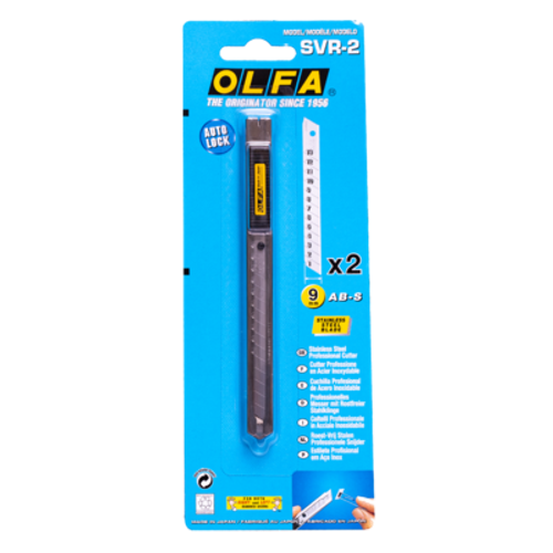 OLFA Нож с выдвижным лезвием и корпусом из нержавеющей стали, автофиксатор, 9мм
