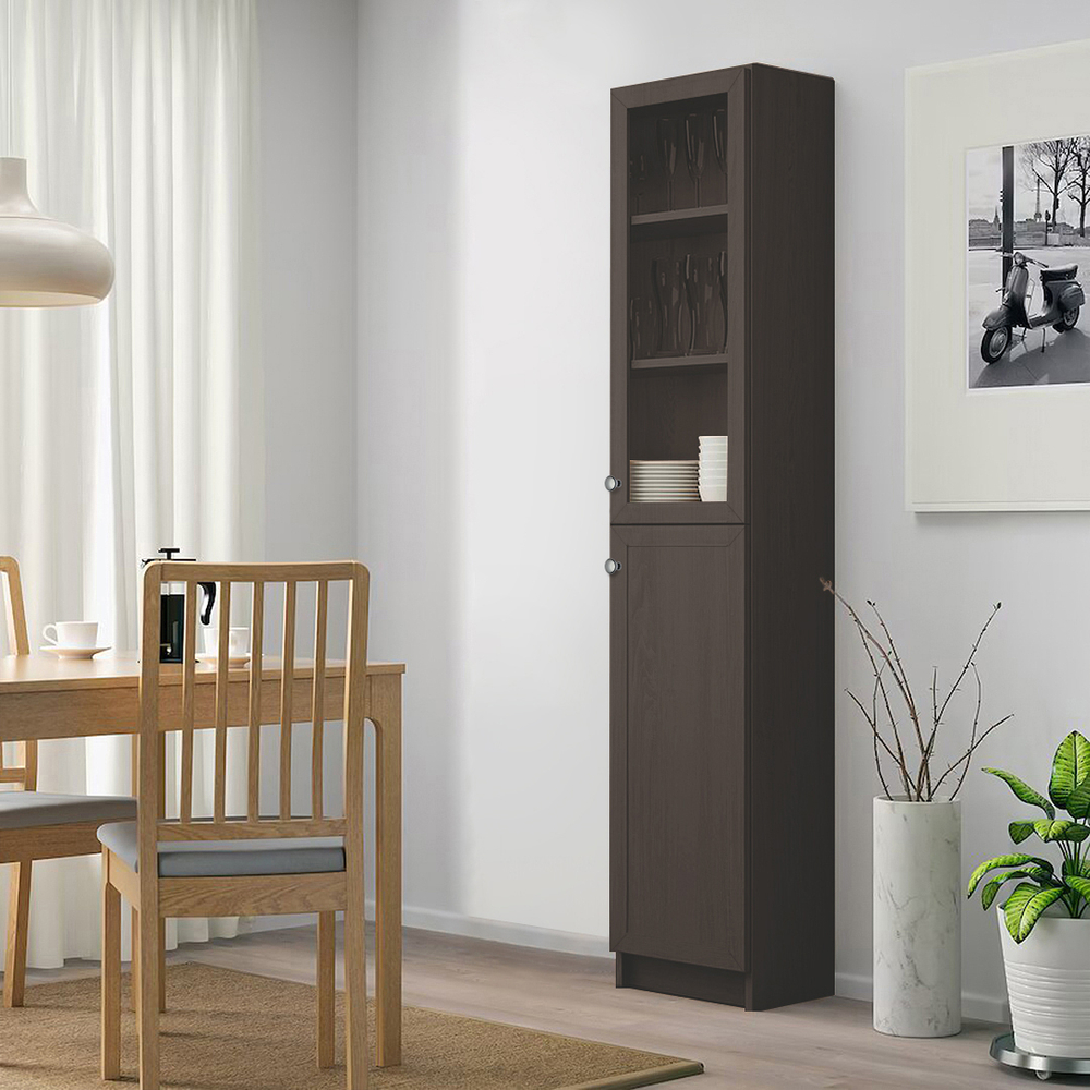 Шкаф книжный Билли 330 Венге Цаво 3354 40*30*202 см, Черный   Фиеста